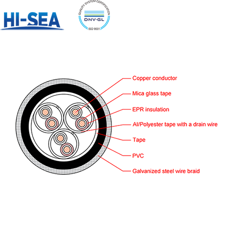 CHEVP90/NA EPR Insulation Fire Resistant Armor Type Marine Communication Cable with Shield